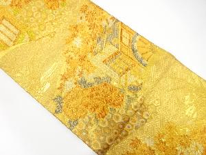 佐賀錦　地紙に御所車・花模様織り出し袋帯